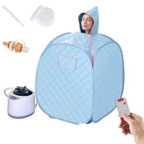 Sauna a Vapore Portatile, Sauna da Casa per Una Persona, Box Sauna Mobile - Pieghevole, 9 Livelli di Temperatura, Timer da 5 a 95 Minuti per Disintossicazione, Relax e Antistress