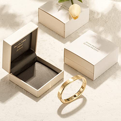 14K Gold Cuff Bracelet Bangle For Men, 7.5" Inner Circ. Polished Finish Cuff, Gold Plated Stainless Steel Metal Bangle Bracelet with Buckle2