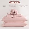 JSD Dusty Pink Twin Sheet Set with Side Pocket Corner Straps, 3 Piece Soft Kids Microfiber Bed Sheets Extra Deep Pocket #2