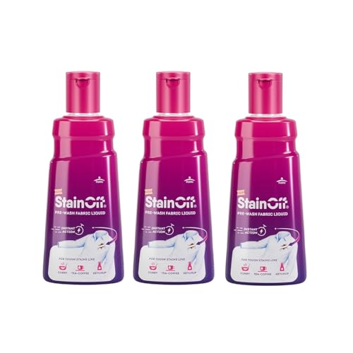 Image of StainOff Fabric Stain Remover Liquid - 50ml, Pack of 3 | Powerful Spot Cleaner for Clothes, Upholstery & Linen | Safe on All Fabrics | Quick Action Formula | Travel-Friendly Bottle