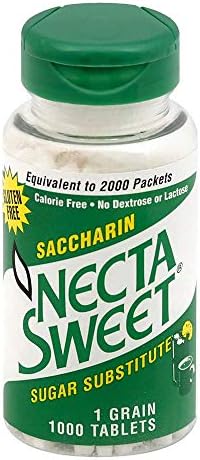 Necta Sweet Saccharin Tablets, 1-Grain, 1000 Tablet Bottle