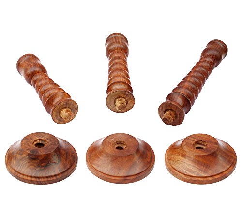 Image of ITOS365 Handmade Wooden Candle Holder Stand Set of 3 | Decorative Tealight Holders for Home Decor | Handcrafted Wooden Candle Stands for Living Room, Table & Festive Decoration | Gift Item