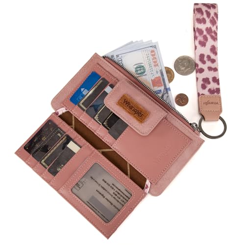 Image of Montana West X Wrangler Wallet for Women Ladies Female Card Cases & Money Organizers Wristlet with Wallet Large Clutch with Coin Purse Smooth Zipper and Rfid Lining
