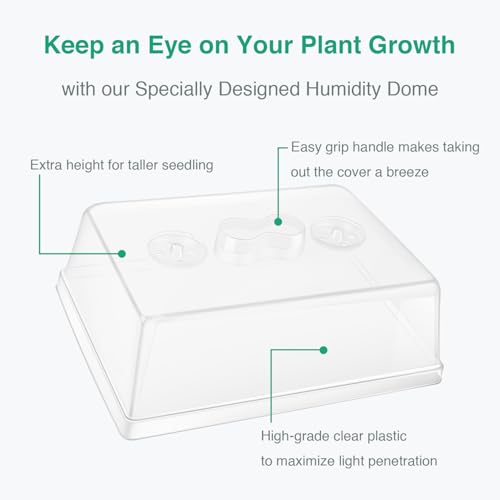 SOLIGT [Thick Plastic] 5-Set Strong Seed Starter Trays with 5" Humidity Domes for Seed Starting, Germination, Seedling Propagation & Plant Growing, Holds 240 Cells in Total by SOLIGT - Image 3