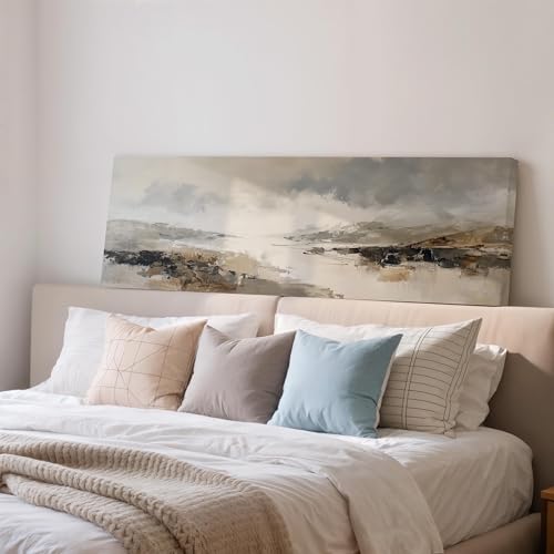 Tableau panoramique de paysage peinture sur toile encadrée 20x60cm décor mural bureau