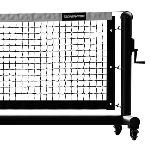 Dominator PRO Black Portable Pickleball Net - Heavy Duty USAPA Compliant Portable Regulation Pickleball Net - Indoor/Outdoor Aluminum Rust Proof Frame w/Adjustable Net Tension & Locking Wheels