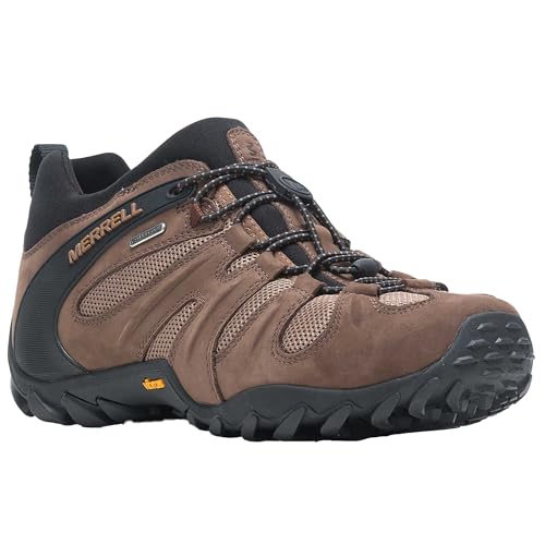 Image of Merrell Men's Chameleon 8 Stretch Tactical Work Shoes, Waterproof Nubuck & Mesh Upper Ultra-Lightweight Hiking Combat Boots