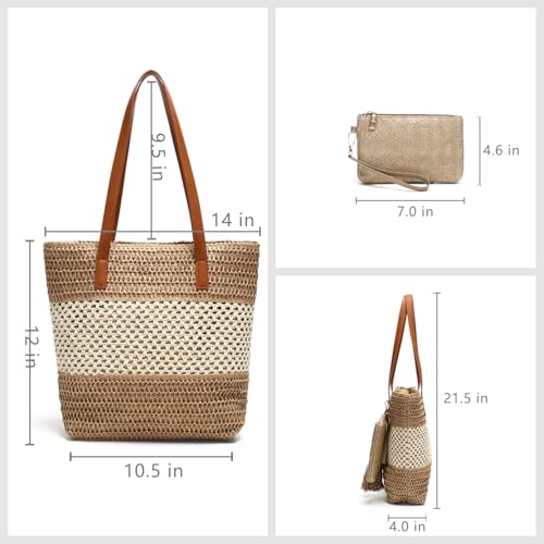 Beach Straw Bags for Women, Summer Travel Bag Woven Straw Purse, Handmade Clutch Beach Tote Bag Shoulder Handbags2