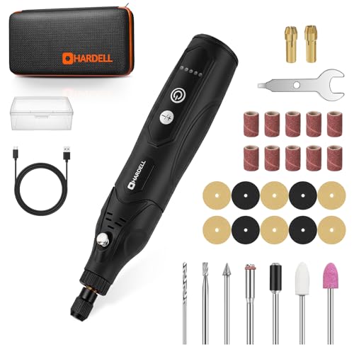 Image of HARDELL Mini Cordless Rotary Tool 4V, 5 Speeds Rotary Tool Kit with 30 Accessories,Type-C Charging DIY Craft Tool for Engraving, Sanding, Polishing, Drilling, Grinding(Power&Runtime Extended)