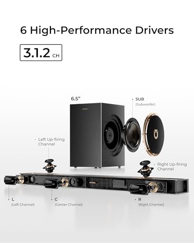 Barra de sonido ULTIMEA 3.1.2 canales Dolby Atmos con subwoofer de 6,5", BT 5.4, HDMI eARC y Skywave F30 Boom: el sistema de sonido envolvente definitivo para una experiencia televisiva impresionante. - imagen 7