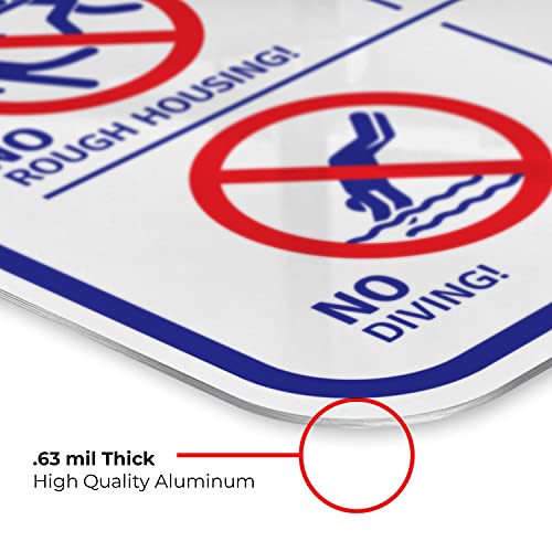 Cartel de reglas para piscina de aluminio 12x18 pulgadas miniatura 6