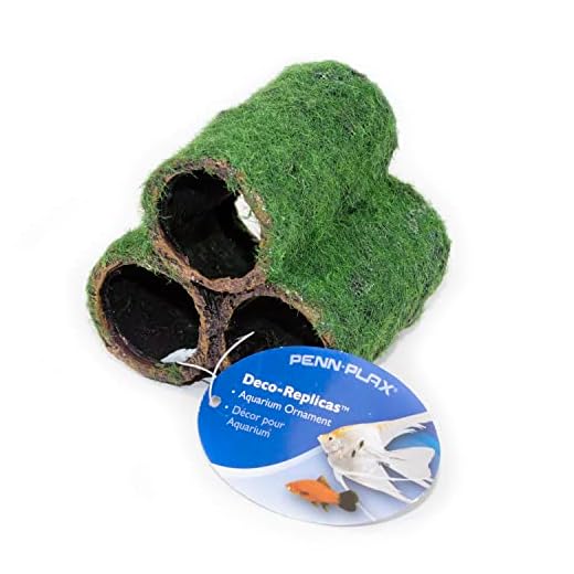 Penn-Plax Hideaway Pipes Aquarium Decoration Realistic Look with Green Moss Like Texture | Fun for Fish and adds a to The Tank, Large (RR1096)