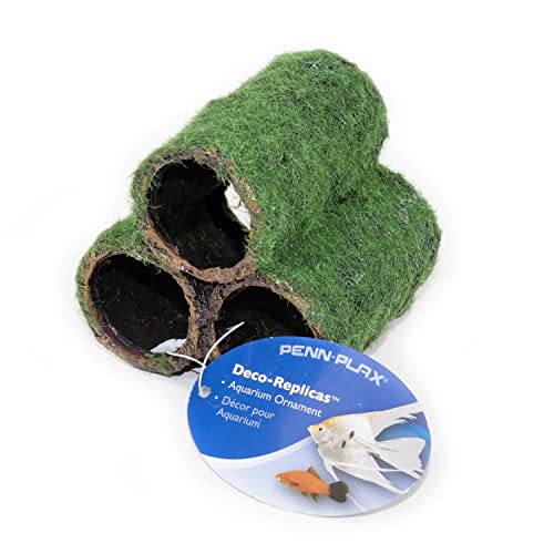 PENN-PLAX Deco-Replicas Hide-Away Pipes with Club Moss Aquarium Decoration &ndash; Realistic Appearance...