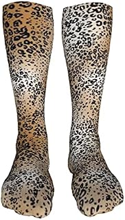 702 Unisex Work Socks Leopard Skin Athletic Socks Eco Friendly Sports Socks Breathable Walking Socks For Outdoor Runing 50Cm