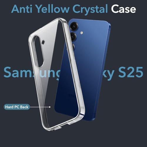 Image of DIZORO Compatible with Samsung Galaxy S25 5G Back Cover Case Clear,[ Anti Yellow ][Military Grade Protection] Hard PC Back Cover Transparent