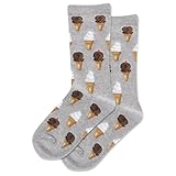 Hot Sox Unisex Child Fun Food & Drink Crew - 1 Pair Pack Cool Cute Boys Girls Gifts Sock, Ice Cream (Gray Heather), Small-Medium US