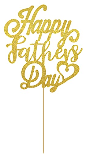 Image of Gold Happy Fathers Day cake Toppers, Best Dad Ever Cupcake Picks Cake Decoration Party Supplies for Father's Day Party Cupake Decorations