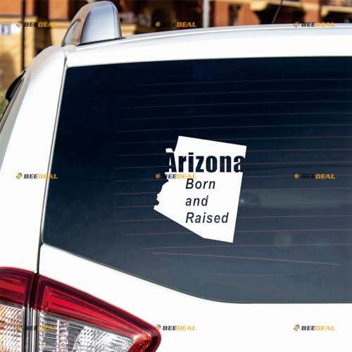 Arizona Map Sticker Decal Vinyl Native Born Raised - 2 Pack White 10.2cm - for Car Boat Laptop Cup No Background Die-Cut