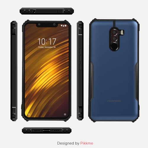 Image of Outlouders Back Cover for Mi Poco F1 | Ultra Hybrid Transparent | Full Camera Protection | Raised Edge | Crystal Clear Bumper Case (Black)