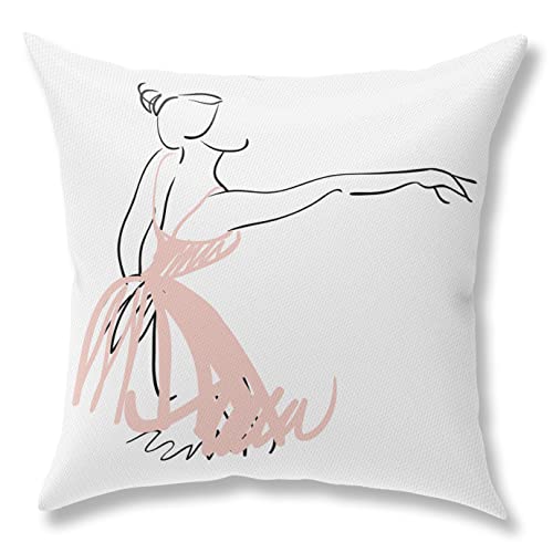 Ballet Dance Throw Pillow Covers, Pillow Covers 18X18, Set Of 4 Dancer Gifts Ballerina Line Art Pillowcase, Decorative Pillow Cushion Covers For Couch, Bed, Sofa, Car Seat, Bedroom, Room Decor #TOP2