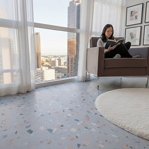 Image of Allure Luxury Vinyl Tile Flooring, 22 Mil Wear Layer, Ultima Blue Agave Terrazzo 12 inch x 24 inch, 6.5mm Thick Vinyl Tiles with Click and Lock Installation, 24 Boxes 565.44 sq ft.