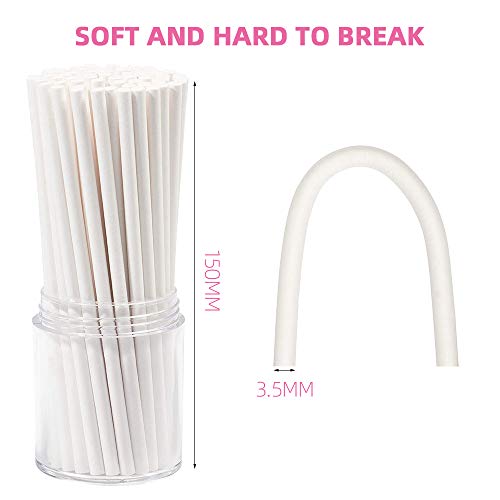 Lollipop Sticks, 200Pcs White Paper Lollipop Sticks 6 Inch Lollipop Treat Sticks Sucker Stick For Chocolate,Cake Topper,Rainbow Candy, Cake Pops(3.5Mm) #TOP1