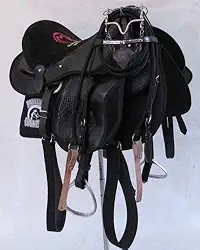 Sela Australiana Preta Completa Simples C/Aba Arreada 16 Polegadas Do Mangalarga