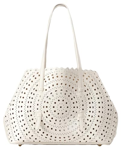 Womens Hollow Vegan Leather Tote Bag Small Summer Beach Bucket Shoulder Purse Top Handle Handbag Crossbody Satchels