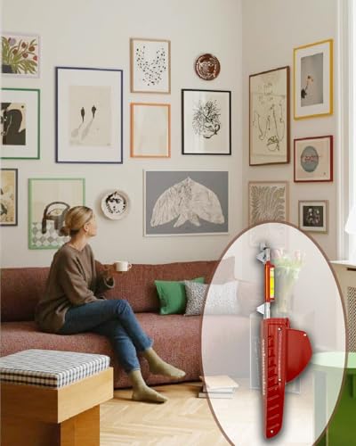 Image of Picture Hanging Tool with Level, All-in-One Picture Hanging Level, Portable Picture Hanging Kit, Picture Hanger Level for Hanging Pictures, Mirrors, TVs, and Shelves