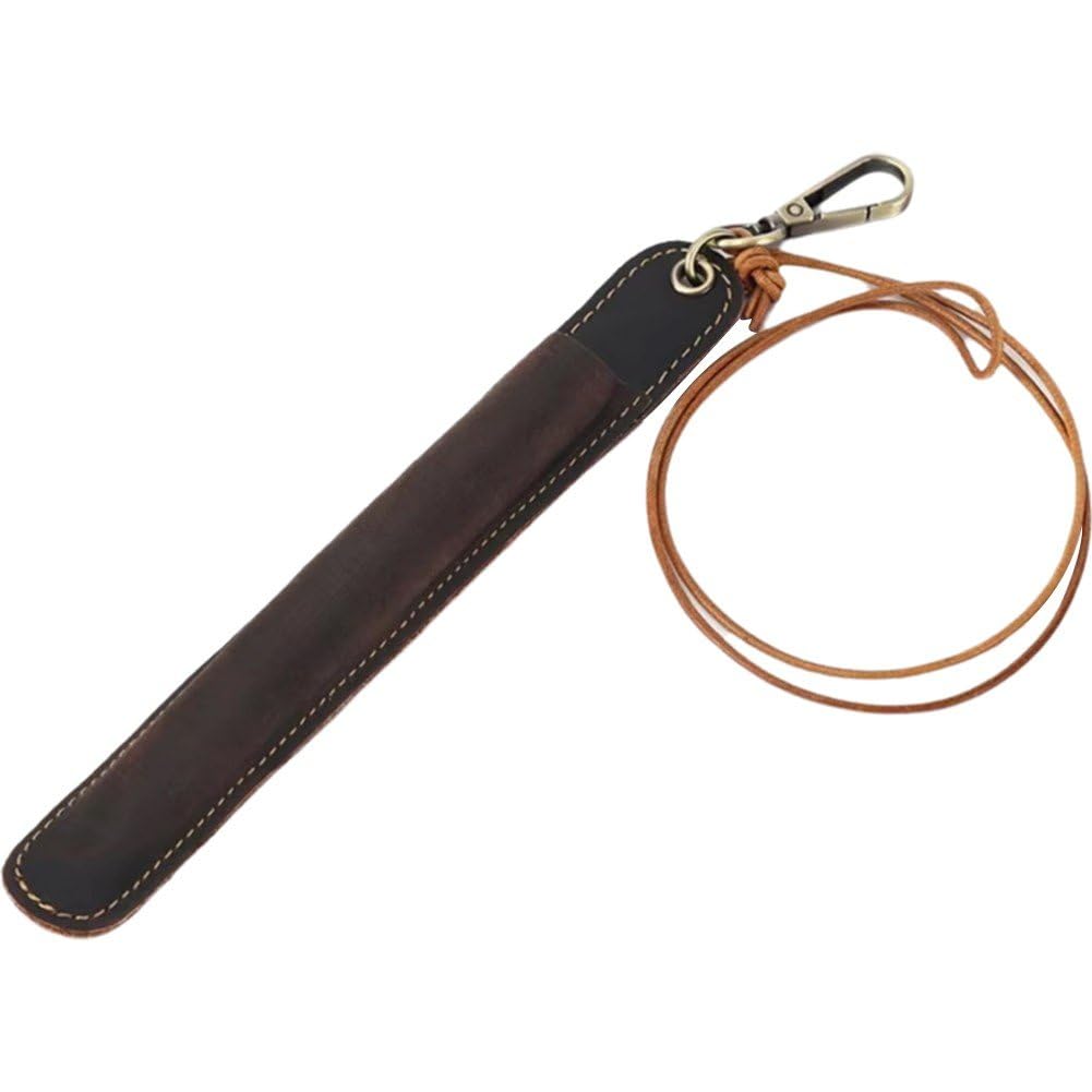 Dianzan Lanyard Pen Holder, Leather Pen Holder with Neck Strap, Portable Pencil Holder Pen Pouch Protector Sleeve Cover with Neck Strap