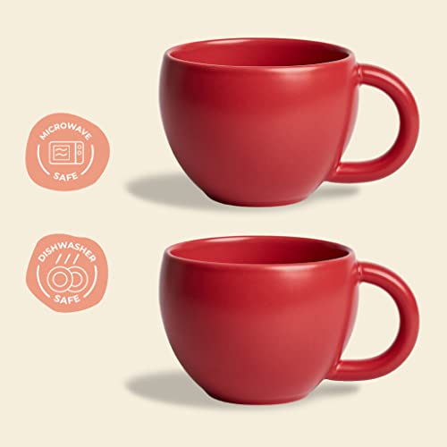 Ziruma Coffee Mugs, Serving Plates & Spoons Set Of 2. Ceramic Cups For Cappuccino, Latte & Tea, White Oak Wood Dessert Saucers & American Walnut Spoons. Gift For Couples, Housewarming And Weddings #TOP7