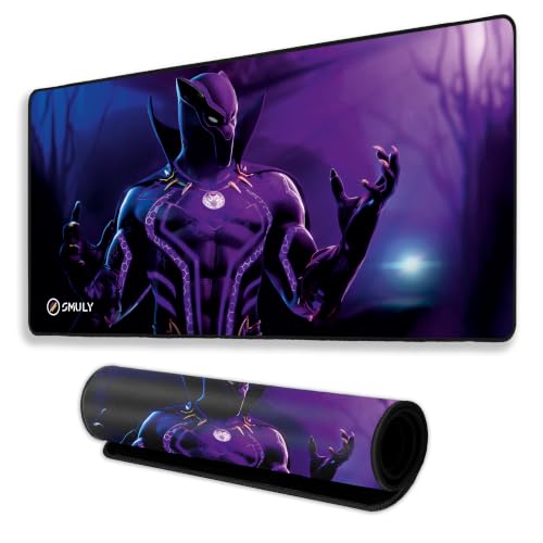 Image of Purple Superhero Mouse Pad 18x36Inch 3mm Extended Gaming Desk Mat with Anti-Slip Rubber Base Mousepad for Smooth Surface Desk pad for PC & Laptop Use Waterproof & Stiched (Violet /Black) Deskpad