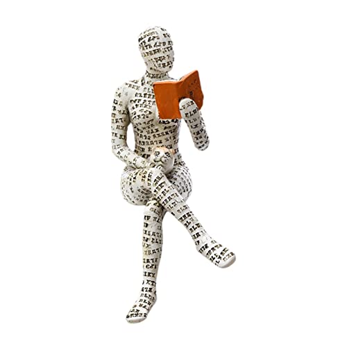 Jildouf Pulp Leer Mujer Figura de pensador | Decoración de estantería de lectura, escultura estética, estatua i estilo pensador, abstracta, no se decolora, figura de mujer de lectura para el hogar