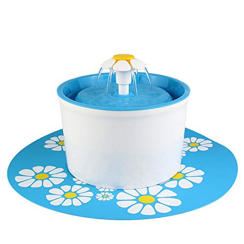 LNLJ Pet Fountain Automatically Circulates 1.6L Health And Hygiene Drinking Bowl for Dogs And Cats (With 1 Silicone Pad),Blue