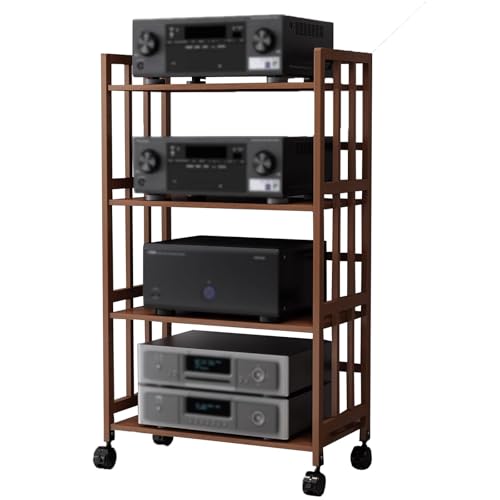 4 Tier Audio Video Rack Tower Media Speaker Stand, TV Stereo Cabinet Component Storage Unit, Gaming Console CD Record Player Amplifier Receiver Shelves For Home Theater Office Living Meeting Room(W-60
