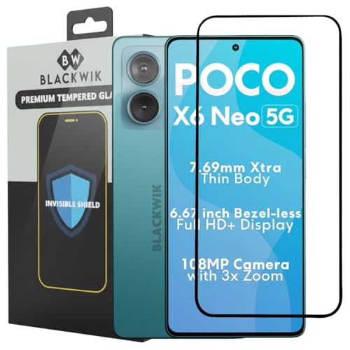 Image of Blackwik Tempered Glass for Poco X6 Neo /Redmi Note 13 / Redmi Note 13 Pro /Poco X6 Pro 5G / Poco X6 / Poco F6 / Poco F5 with Edge-To-Edge Coverage | Easy Installation Kit (Black)