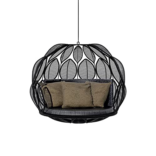 Silla colgante de ratán con soporte, hamaca para muebles de interior y exterior, para jardín, balcón, asiento doble