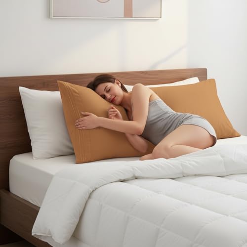Image of Elegant Comfort Luxury Ultra-Soft 1-Piece Body Pillowcase - 1500 Premium Hotel Quality Microfiber Double Brushed - Wrinkle Resistant, Body Pillowcase Size, Bronze