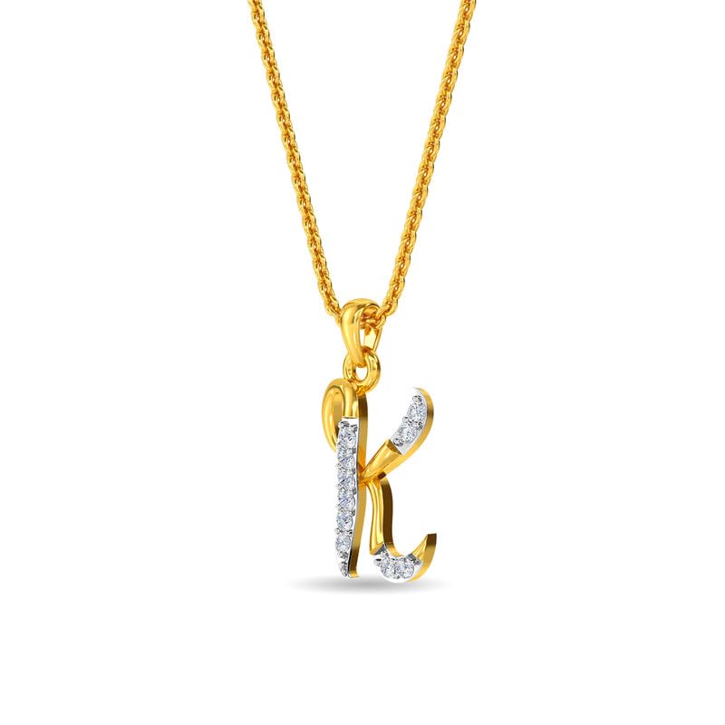 Image of KISNA Alphabet Diamond & Gold Pendant for Women.