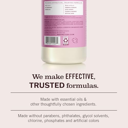 Image of MRS. MEYER'S CLEAN DAY Multi-Surface Everyday Concentrate, Peony Scent, 32 Fl Oz Bottle - 2 Pack | Dilute with Water for Powerful Cleaner, Makes Up to 16 Gallons per Bottle, Removes Dirt and Freshens Surfaces
