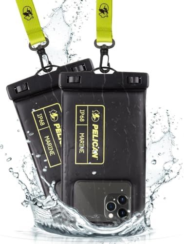 Pelican 2 Pack Marine Waterproof Phone Pouch (Regular) -Black/Hi-Vis Yellow