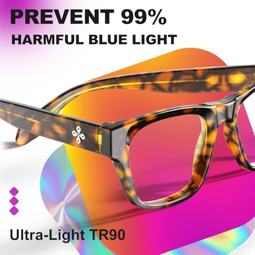 Image of VISOONE Square Blue Light Blocking Glasses TR90 Clear Lens for Women Men BONA