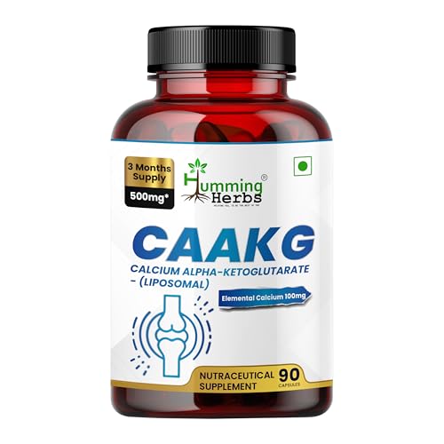 Image of Humming Herbs Calcium Alpha-Ketoglutarate (Ca-AKG) 500 mg - 100 mg Elemental Calcium - 90 Vegetarian Capsules - Non-GMO - Supports Cellular Health and Bone Nutrition
