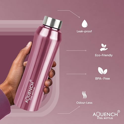 Image of Stainless Steel Water Bottle 1 Litre Bottles for Kids Girls Boys School Adults Office Gym(Pink Colour, Steel Cap, Set of 1, 1000 Ml)