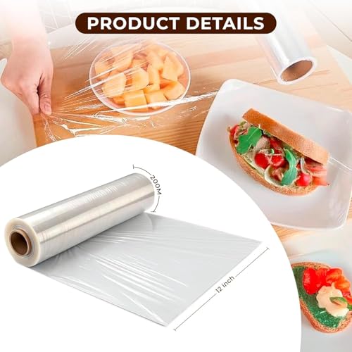 Image of Robustt 200 Meter x 12 Inches Bio Food Wrap Cling Film for Food Wrapping (Pack of 2) | Keeps Food Fresh Eco-Friendly Transparent Wrapping roll | Ideal Cling Film for Food Wrapping