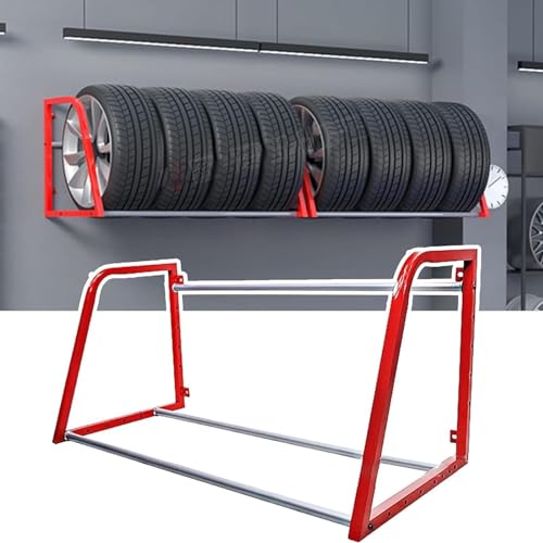 An der Wand montierter/mit Rädern befestigter Reifenregal-Organizer, platzsparender Garagen-Aufbewahrungsständer/Werkstattregal, zur Lagerung von Saisonreifen, Wohnmobilreifen, ATV-Reifen, T