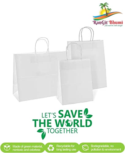 Image of Gift Bags -25pcs 16x12x5 inch Large White Kraft Paper Bags with Handles- Paper Carry Bags for Shopping Retail Merchandise, Party Favor Return Gift Bag, Disposable