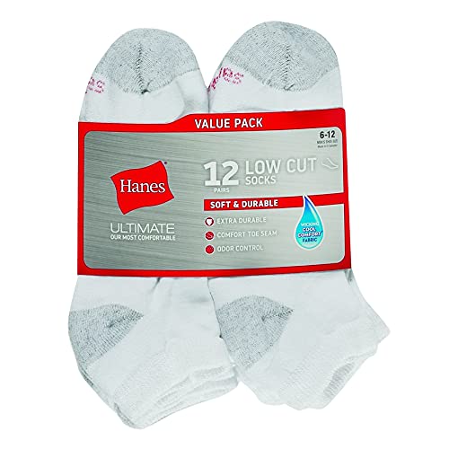 Hanes Men's FreshIQ Cool Comfort Reinforced Low Cut Socks, 12-Pair Pack3