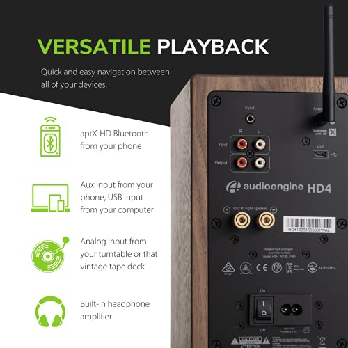 Audioengine HD4 Haut-Parleur sans Fil Bluetooth | Haut-parleurs pour PC de Bureau, Enceinte Musicale pour la Maison aptX HD Bluetooth, d’Enceintes Stéréo de Bibliothèque Amplificateur Intégré (Noyer) - Les Beatles, Paul McCartney, John Lennon, RIngo Starr, George Harrison Audioengine HD4 Haut-Parleur sans Fil Bluetooth | Haut-parleurs pour PC de Bureau, Enceinte Musicale pour la Maison aptX HD Bluetooth, d'Enceintes Stéréo de Bibliothèque Amplificateur Intégré (Noyer) – Image 5