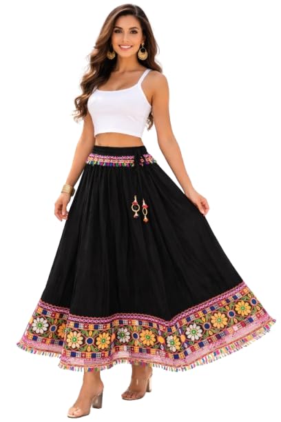 Rayon Skirt with Rajasthani Full Embroided Border for Women (MANSI)-picture-36